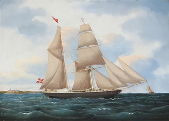 Seascape with a Sailing Ship Johanne with Kronborg in the Background